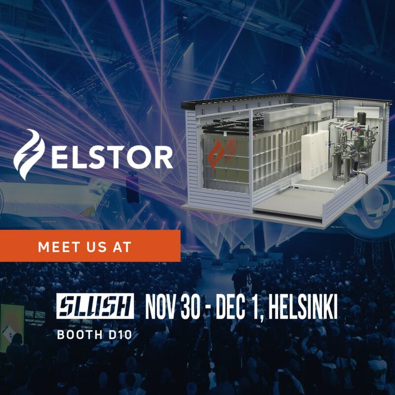 Advert for Elstor participating in Slush startup event
