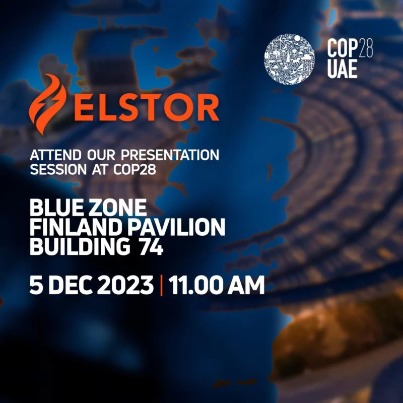 Advert for Elstor participating in COP 28 UN climate conference